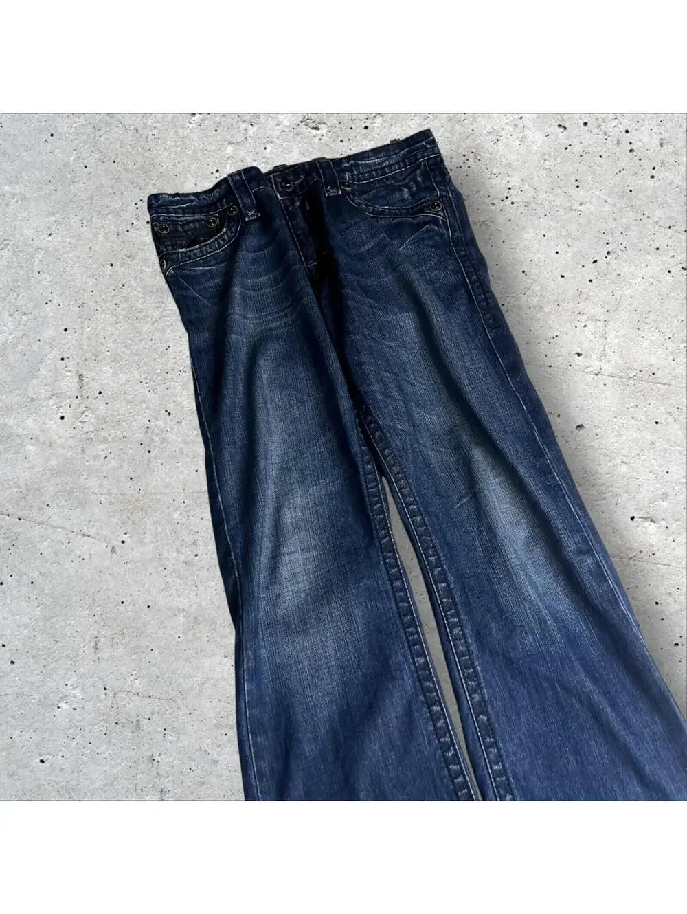 Rock Revival Bootcut Straight Leg Denim Jeans Distressed Hem Size 34